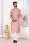 Buy_Arihant Rai Sinha_Pink Silk Embroidery Art Straight Kurta _at_Aza_Fashions