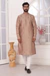 Buy_Arihant Rai Sinha_Brown Embroidered Art Silk Straight Kurta _Online_at_Aza_Fashions