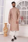 Buy_Arihant Rai Sinha_Brown Embroidered Art Silk Straight Kurta _at_Aza_Fashions