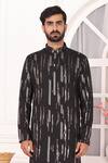Arihant Rai Sinha_Black Silk Embroidery Art Straight Kurta _Online_at_Aza_Fashions