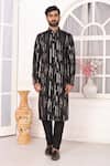 Buy_Arihant Rai Sinha_Black Silk Embroidery Art Straight Kurta _Online_at_Aza_Fashions