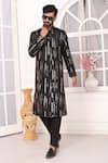 Arihant Rai Sinha_Black Silk Embroidery Art Straight Kurta _at_Aza_Fashions