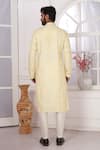 Shop_Arihant Rai Sinha_Yellow Embroidered Art Silk Straight Kurta _at_Aza_Fashions