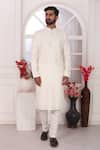 Shop_Arihant Rai Sinha_Cream Silk Embroidery Kurta Set _Online_at_Aza_Fashions