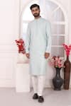 Shop_Arihant Rai Sinha_Mint Silk Embroidery Green Kurta Set _Online_at_Aza_Fashions