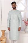 Buy_Arihant Rai Sinha_Mint Silk Embroidery Green Kurta Set _Online_at_Aza_Fashions