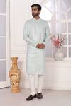 Buy_Arihant Rai Sinha_Mint Silk Embroidery Green Kurta Set _at_Aza_Fashions