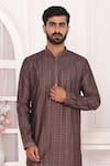 Buy_Arihant Rai Sinha_Brown Silk Embroidery Straight Kurta Set _Online_at_Aza_Fashions