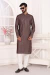 Buy_Arihant Rai Sinha_Brown Silk Embroidery Straight Kurta Set _at_Aza_Fashions