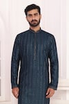 Arihant Rai Sinha Teal Silk Embroidery Blue Kurta Set at Aza Fashions Arihant Rai Sinha_Teal Silk Embroidery Blue Kurta Set _at_Aza_Fashions