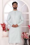 Buy_Arihant Rai Sinha_Mint Silk Embroidery Green Straight Kurta _at_Aza_Fashions
