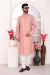 Shop_Arihant Rai Sinha_Peach Silk Embroidery Art Straight Kurta _Online_at_Aza_Fashions