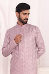 Buy_Arihant Rai Sinha_Lilac Silk Embroidery Art Straight Kurta _Online_at_Aza_Fashions
