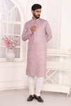 Arihant Rai Sinha_Lilac Silk Embroidery Art Straight Kurta _at_Aza_Fashions