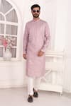 Buy_Arihant Rai Sinha_Lilac Silk Embroidery Art Straight Kurta _at_Aza_Fashions