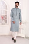 Arihant Rai Sinha_Blue Silk Embroidery Art Straight Kurta _at_Aza_Fashions