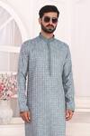 Buy_Arihant Rai Sinha_Blue Silk Embroidery Art Straight Kurta 
