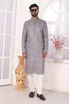 Buy_Arihant Rai Sinha_Gray Silk Embroidery Grey Art Straight Kurta _at_Aza_Fashions