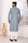 Shop_Arihant Rai Sinha_Gray Silk Embroidery Grey Art Straight Kurta _at_Aza_Fashions