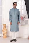 Buy_Arihant Rai Sinha_Gray Silk Embroidery Grey Art Straight Kurta _at_Aza_Fashions