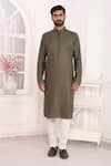 Buy_Arihant Rai Sinha_Green Silk Embroidery Art Straight Kurta _Online_at_Aza_Fashions