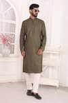 Buy_Arihant Rai Sinha_Green Silk Embroidery Art Straight Kurta _at_Aza_Fashions