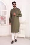 Arihant Rai Sinha_Green Silk Embroidery Art Straight Kurta _at_Aza_Fashions