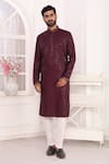 Buy_Arihant Rai Sinha_Wine Silk Embroidery Straight Kurta 