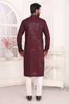 Arihant Rai Sinha_Wine Silk Embroidery Straight Kurta _Online_at_Aza_Fashions