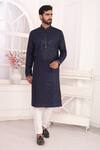 Buy_Arihant Rai Sinha_Blue Silk Embroidery Art Straight Kurta _at_Aza_Fashions