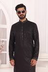 Arihant Rai Sinha Black Silk Embroidery Art Straight Kurta Online at Aza Fashions Arihant Rai Sinha_Black Silk Embroidery Art Straight Kurta _Online_at_Aza_Fashions