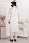 Shop_Arihant Rai Sinha_Off White Silk Embroidery Kurta Set _at_Aza_Fashions