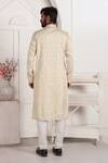 Shop_Arihant Rai Sinha_Beige Silk Embroidery Kurta Set With Aligadhi Pant _at_Aza_Fashions