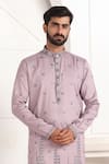 Buy_Arihant Rai Sinha_Lilac Silk Embroidery Art Kurta Set _Online_at_Aza_Fashions