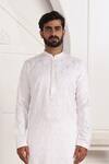 Arihant Rai Sinha_Off White Silk Embroidery Art Straight Kurta _Online_at_Aza_Fashions