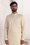 Arihant Rai Sinha_Beige Silk Embroidery Art Straight Kurta _Online_at_Aza_Fashions