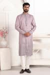 Shop_Arihant Rai Sinha_Lilac Silk Embroidery Straight Kurta _Online_at_Aza_Fashions