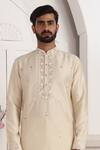 Arihant Rai Sinha_Beige Straight Kurta With Mirror Work _Online_at_Aza_Fashions