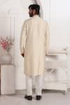Shop_Arihant Rai Sinha_Beige Straight Kurta With Mirror Work _at_Aza_Fashions