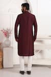 Arihant Rai Sinha_Wine Silk Embroidery, Mirrors Straight Kurta With Thread And Work _Online_at_Aza_Fashions