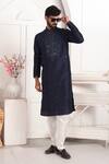 Arihant Rai Sinha_Blue Silk Embroidery, Mirrors Banarasi Straight Kurta _at_Aza_Fashions