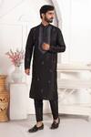 Buy_Arihant Rai Sinha_Black Silk Embroidery, Mirrors Straight Kurta With Work _Online_at_Aza_Fashions