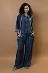 Buy_Krishna Mehta_Blue Indigo Block-printed Jacket _at_Aza_Fashions