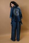 Shop_Krishna Mehta_Blue Indigo Block-printed Jacket _at_Aza_Fashions