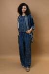 Krishna Mehta_Blue Indigo Block-printed Jacket _Online_at_Aza_Fashions