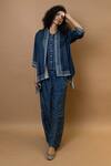 Buy_Krishna Mehta_Blue Indigo Block-printed Jacket _Online_at_Aza_Fashions