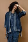 Shop_Krishna Mehta_Blue Indigo Block-printed Jacket _Online_at_Aza_Fashions