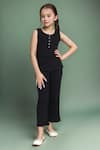 Buy_Samyukta Singhania_Black Cotton Ribbed Co-ord Set With Buttons _at_Aza_Fashions