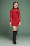 Buy Petite Pomme Maroon Cotton Sheer Sleeve Dress at Aza Fashions Buy_Petite Pomme_Maroon Cotton Sheer Sleeve Dress _at_Aza_Fashions