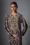 Payal Singhal_Black Embroidered Yoke Beyza Kaftan _Online_at_Aza_Fashions